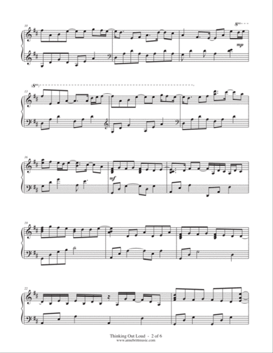 Thinking Out Loud Piano Solo scores gallery preview page 2