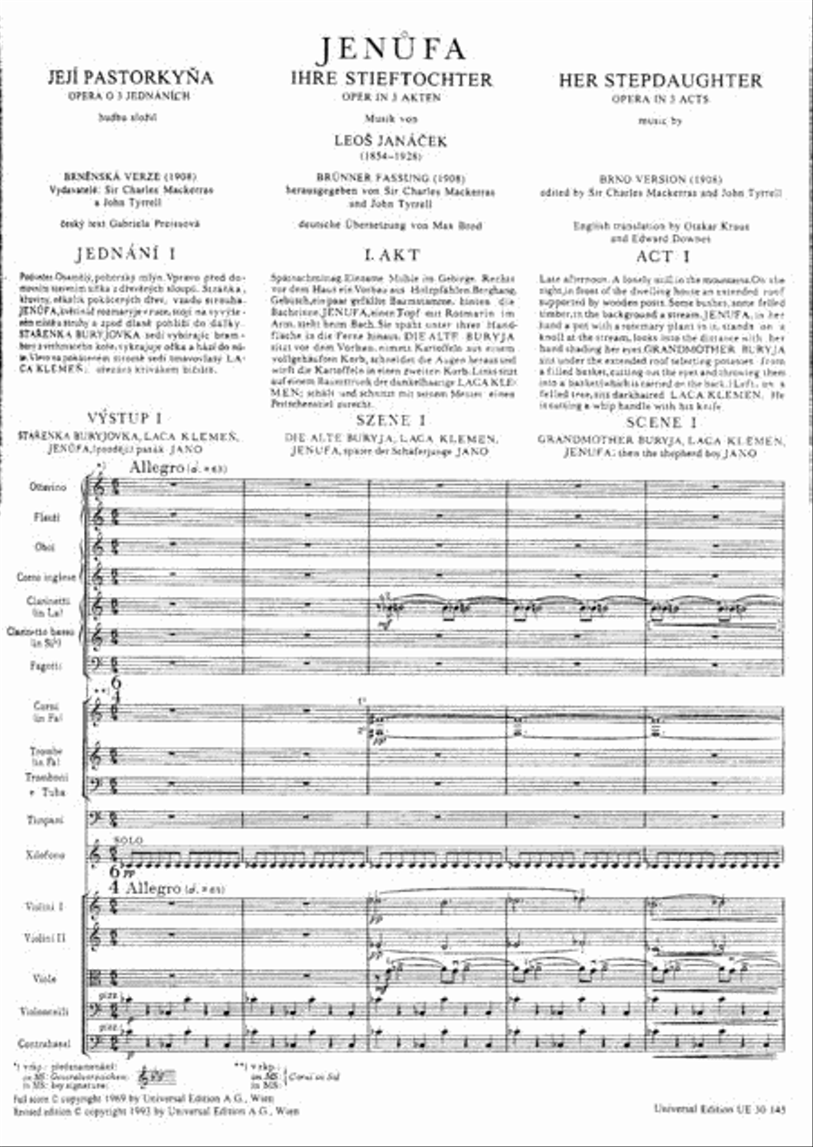 Jenufa (Brno Version 1908) Study School and Community scores gallery preview page 3