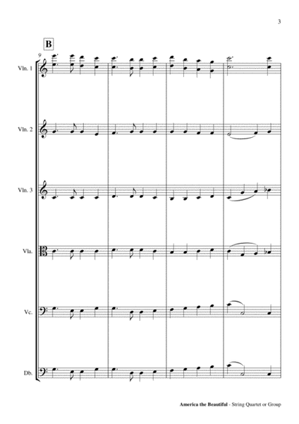 America the Beautiful - String Quartet or Group Score and Parts PDF image number null