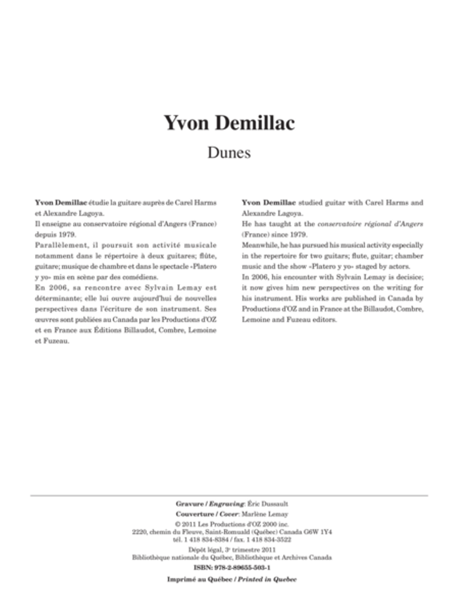 Dunes Classical Guitar scores gallery preview page 1