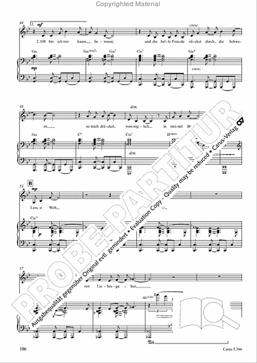 Schindler: Rosenzeit. Ein Liederzyklus uber die Liebe. Chansons fur Singstimme und Klavier Piano scores gallery preview page 107