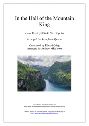 Book cover for In the Hall of the Mountain King arranged for Saxophone Quartet