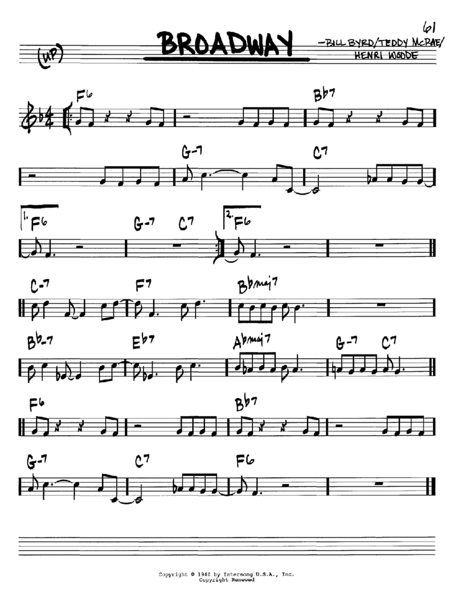 Broadway by Count Basie B Flat Instrument Digital Sheet Music