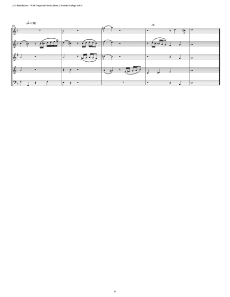 Prelude 24 from Well-Tempered Clavier, Book 2 (Woodwind Quintet) image number null