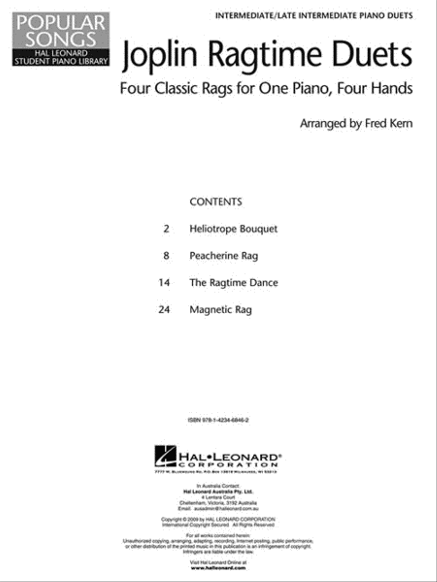 Joplin Ragtime Duets Piano Method scores gallery preview page 2