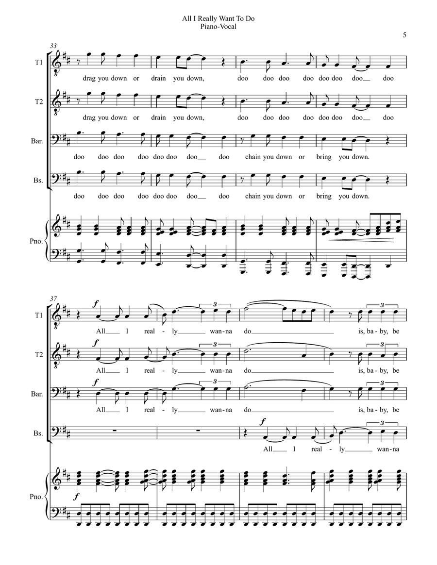 All I Really Want To Do TTBB scores gallery preview page 5