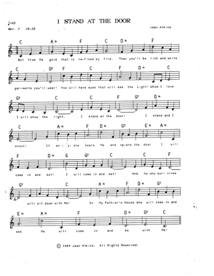 I Stand at the Door Piano, Vocal, Guitar scores gallery preview page 1
