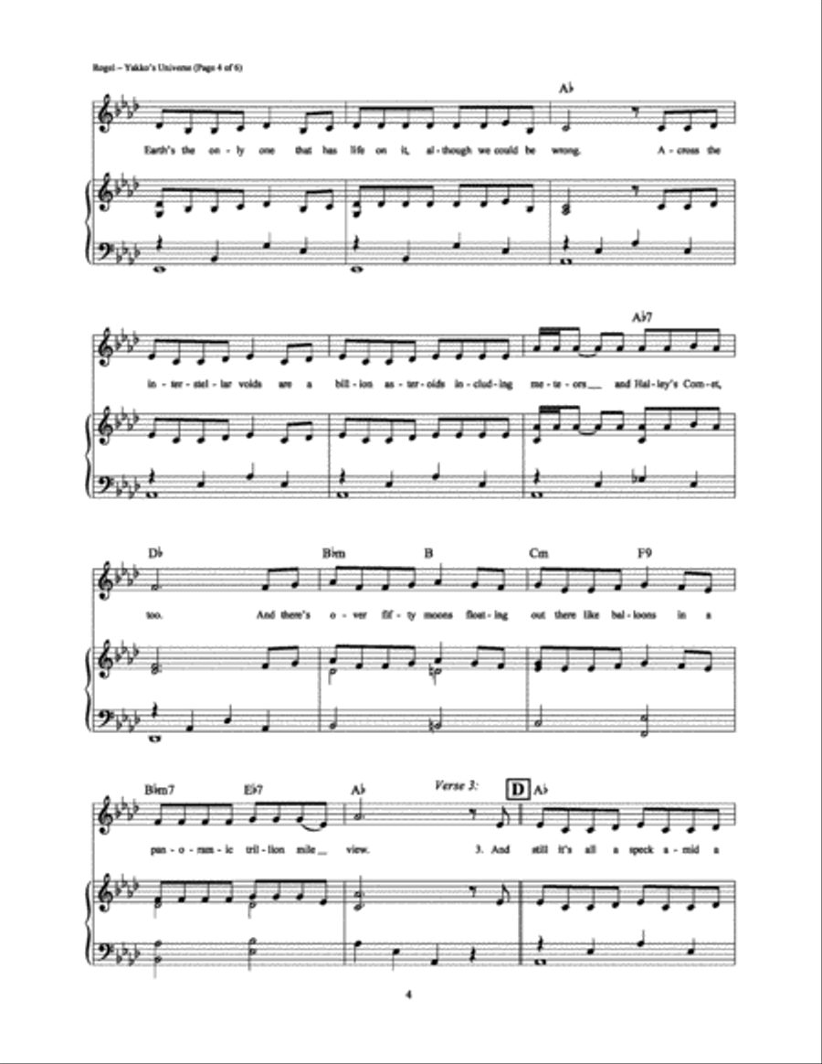 Yakko's Universe Piano, Vocal, Guitar scores gallery preview page 4