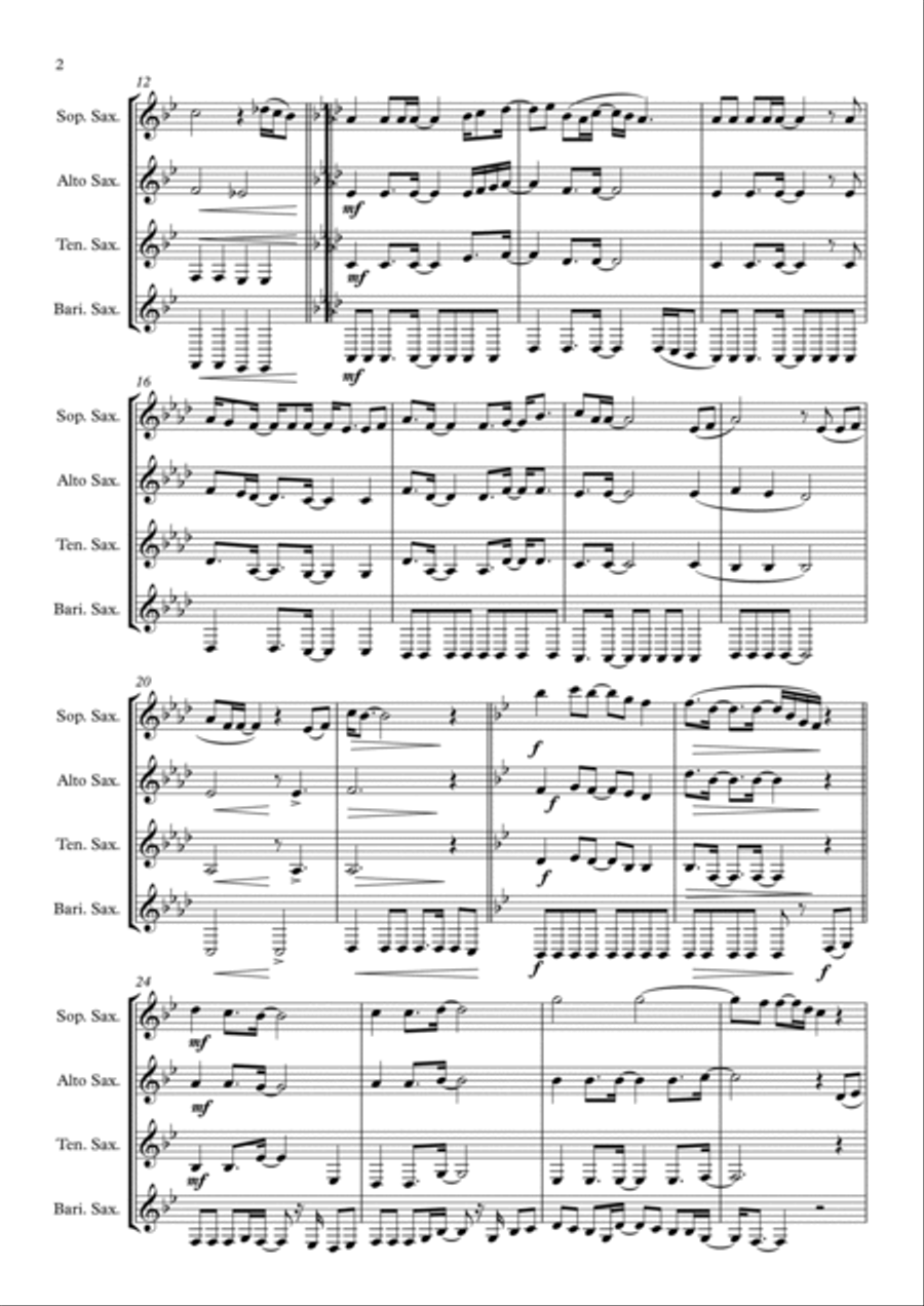 I Am Woman Saxophone Quartet scores gallery preview page 2