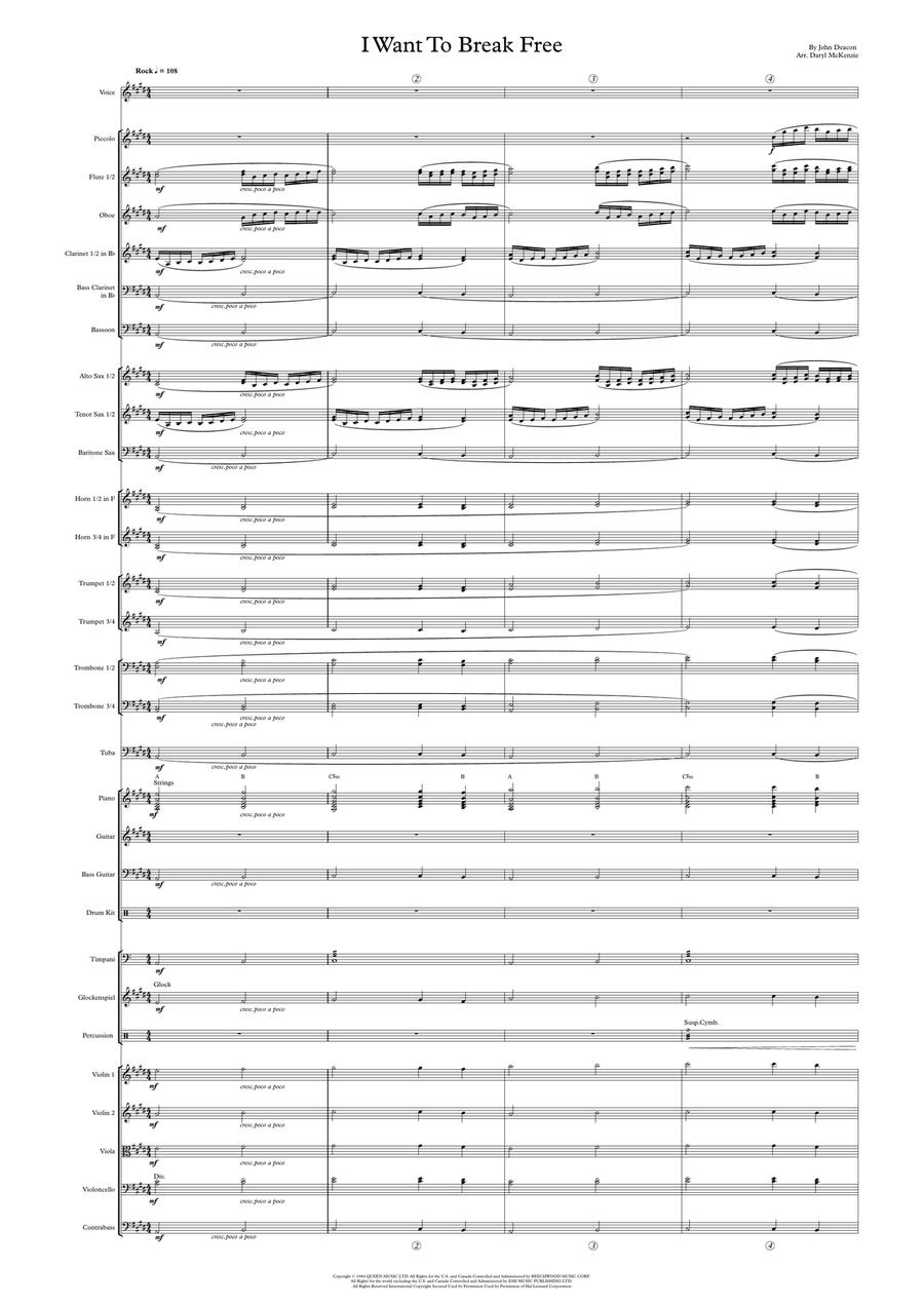 I Want To Break Free Full Orchestra scores gallery preview page 1
