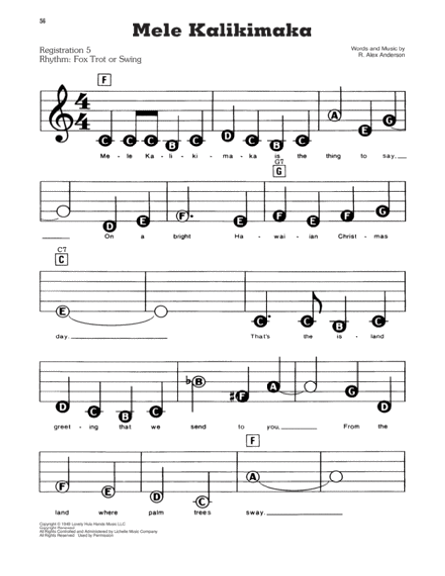 Mele Kalikimaka Mele Kalikimaka Electronic Keyboard scores gallery preview page 1