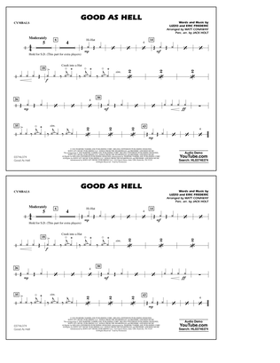 Good As Hell (arr. Matt Conaway and Jack Holt) - Cymbals