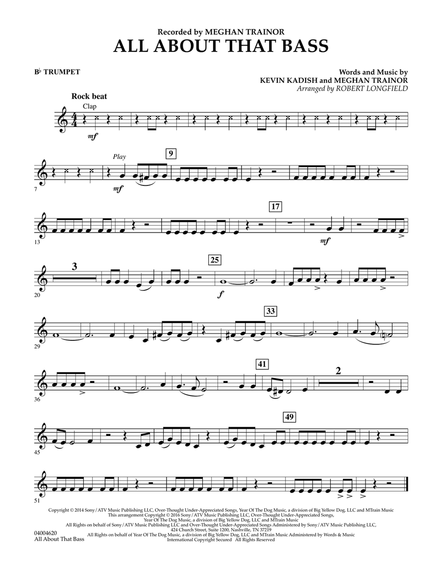 All About That Bass - Bb Trumpet Concert Band scores gallery preview page 1