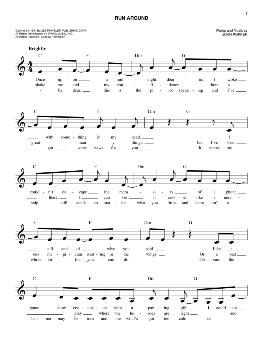 Run-Around Guitar scores gallery preview page 1