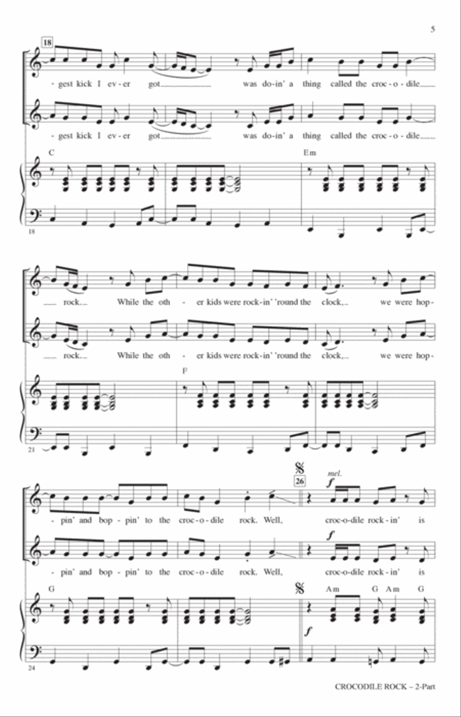 Crocodile Rock (arr. Roger Emerson) 2-Part scores gallery preview page 3
