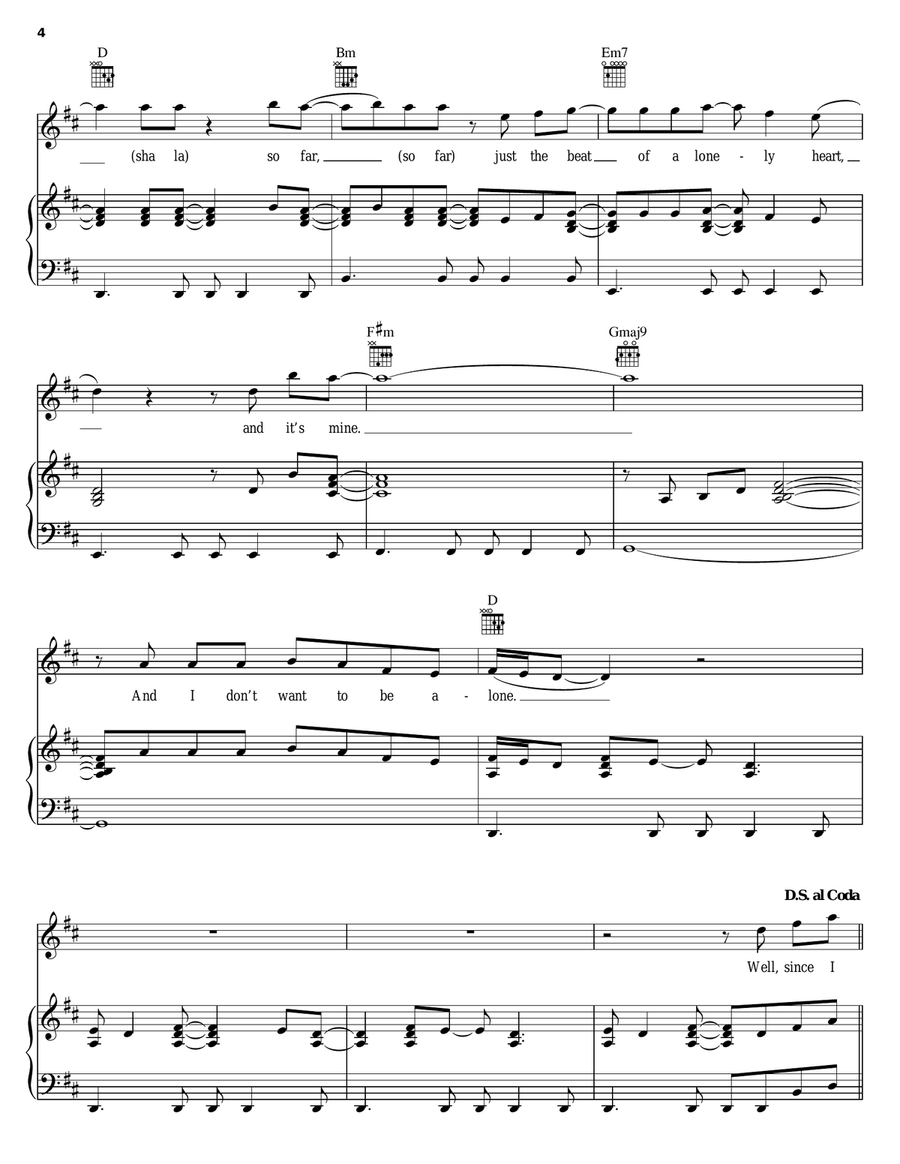 Alone Piano, Vocal, Guitar scores gallery preview page 4