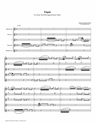 Fugue 05 from Well-Tempered Clavier, Book 1 (Saxophone Quintet)