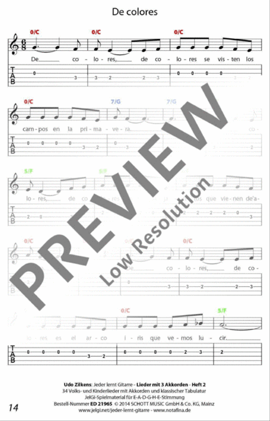 Jeder lernt Gitarre - Lieder mit 3 Akkorden Heft 2 Classical Guitar scores gallery preview page 15
