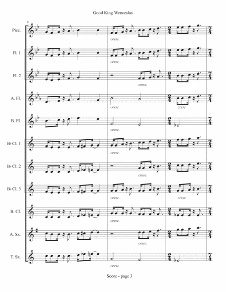 Good King Wenceslas Woodwind Ensemble scores gallery preview page 3