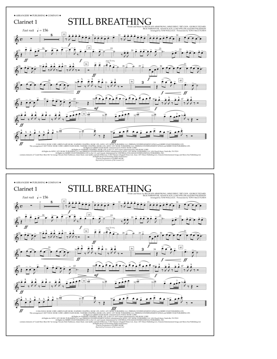 Still Breathing - Clarinet 1