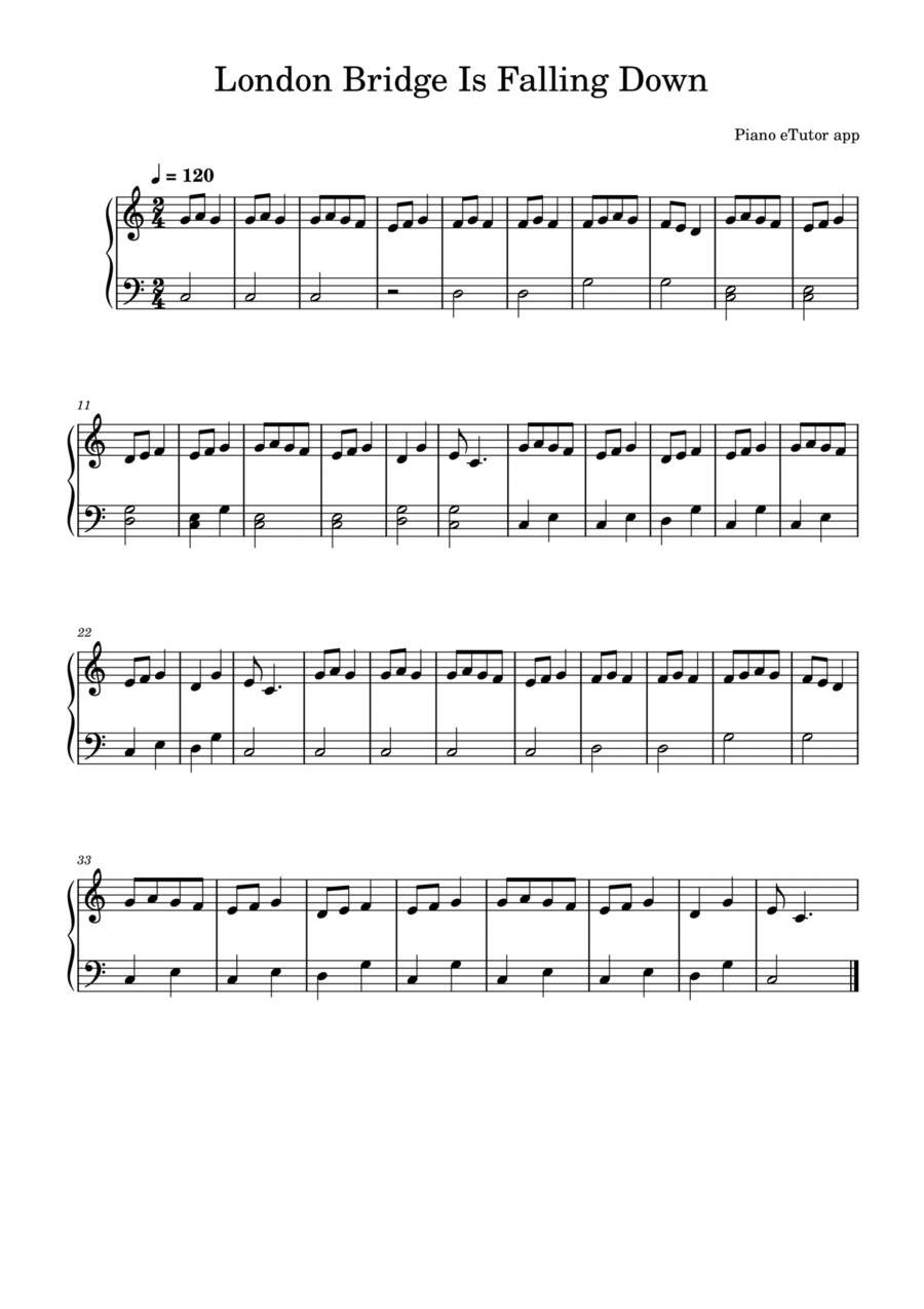 London Bridge Is Falling Down - piano Easy Piano scores gallery preview page 1