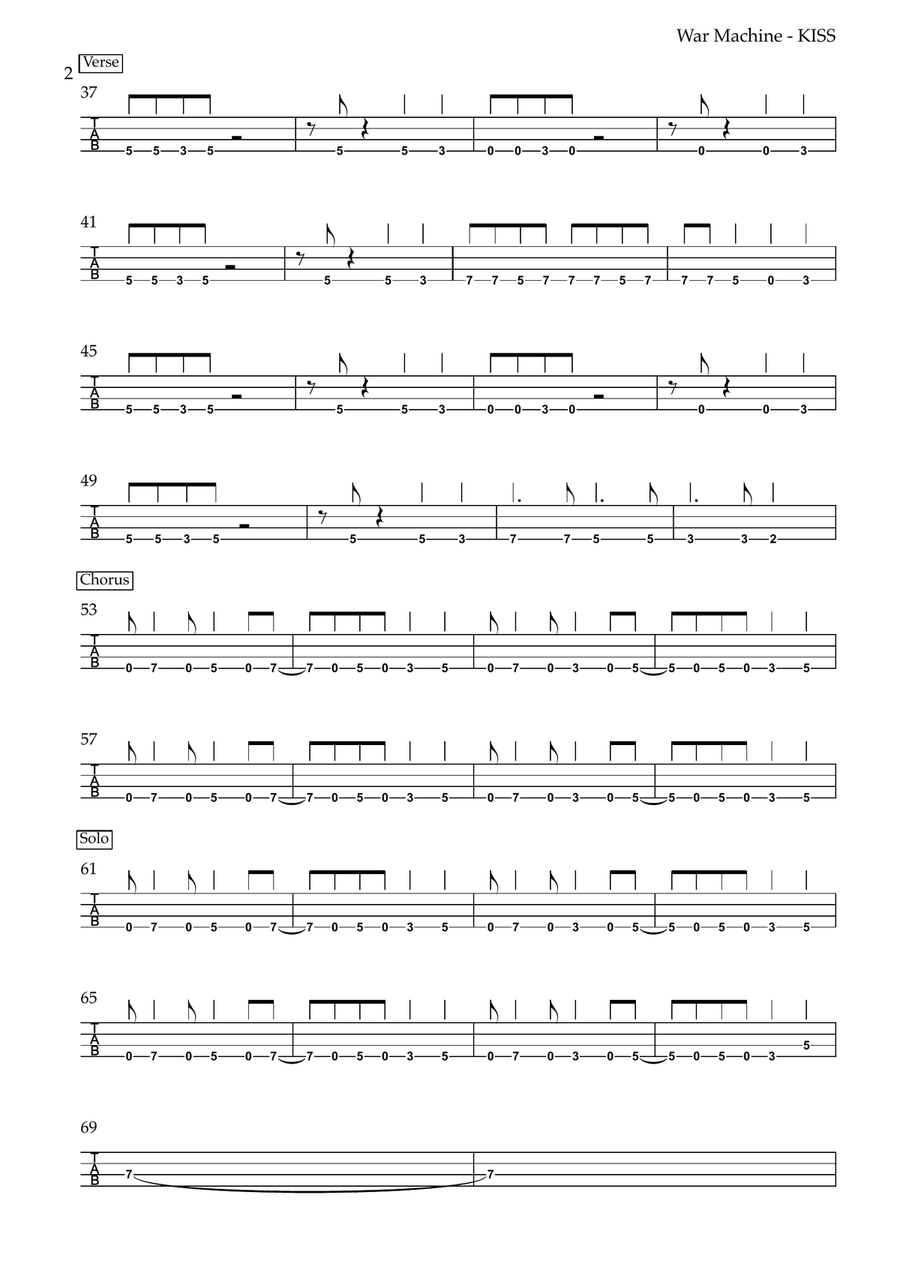 War Machine Guitar Tablature scores gallery preview page 2