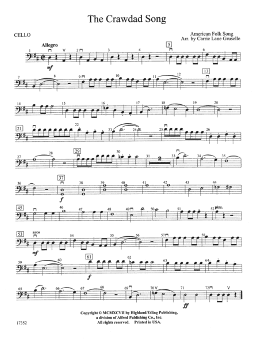 The Crawdad Song: Cello String Orchestra scores gallery preview page 1