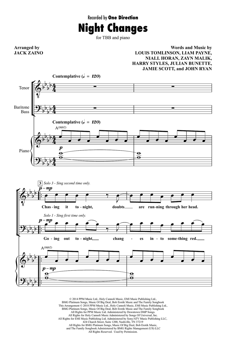 Night Changes 3-Part scores gallery preview page 3