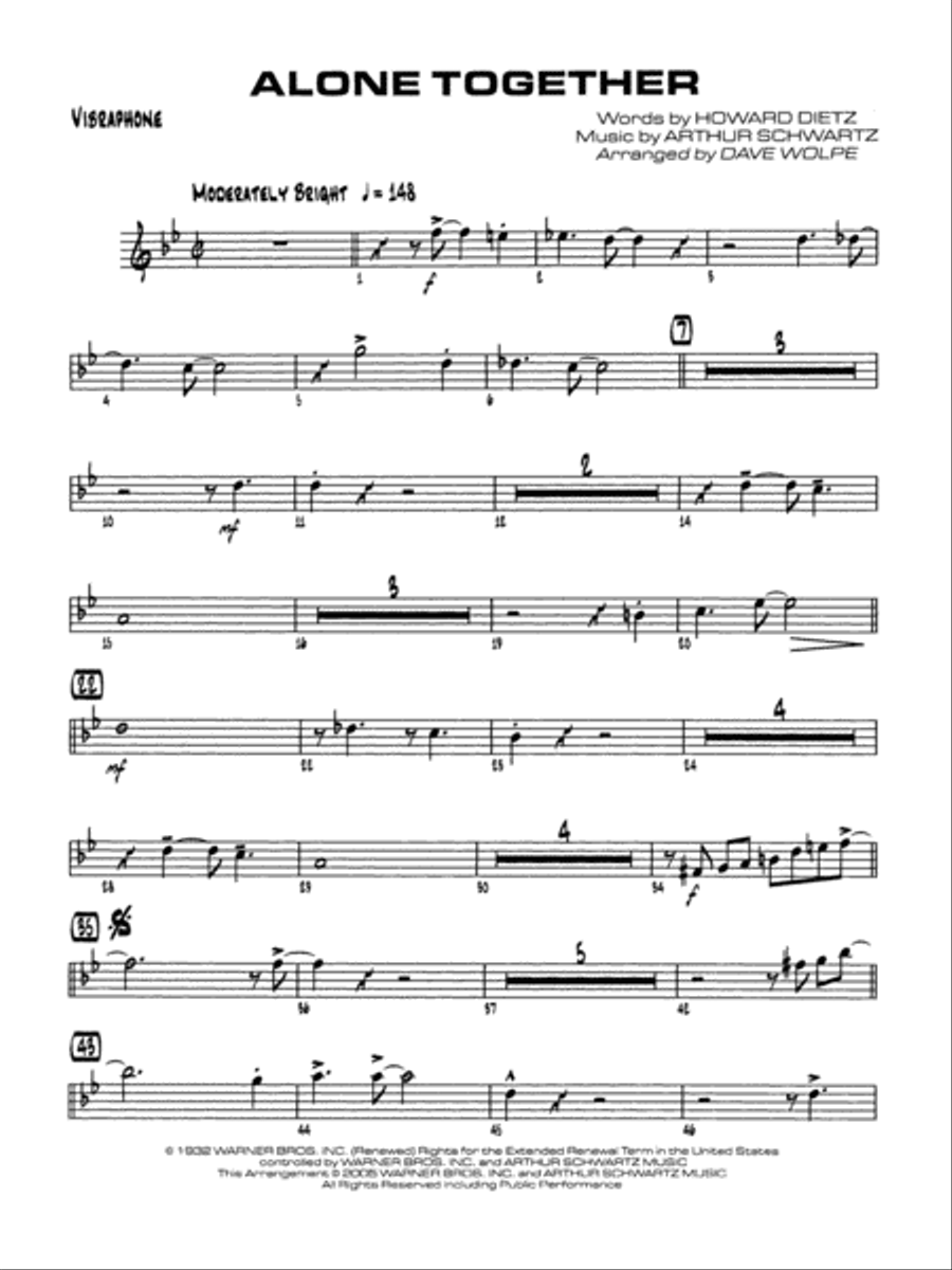 Alone Together: Vibraphone Jazz Ensemble scores gallery preview page 1