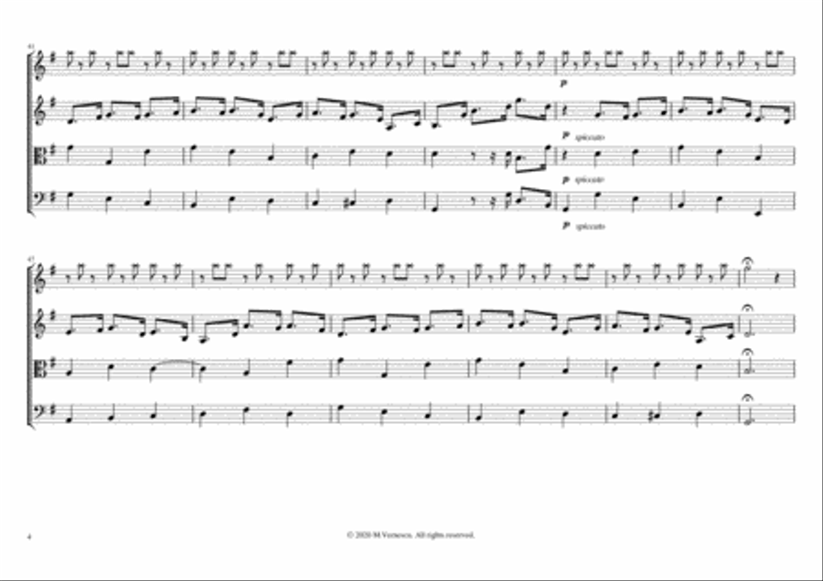 Chorale from Cantata No.147 disguised in an African rhythm. String Quartet scores gallery preview page 4