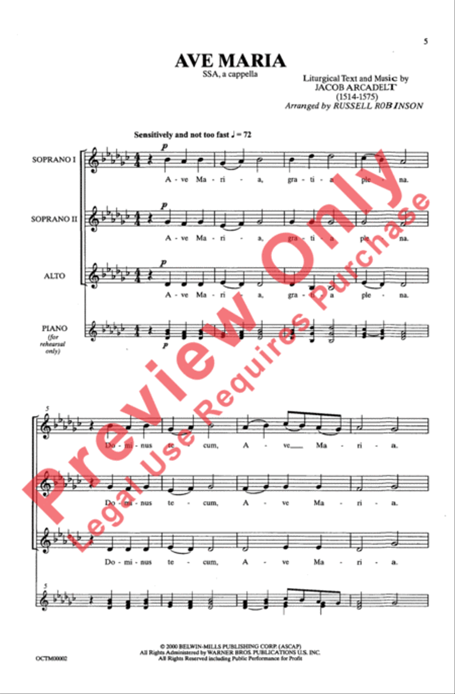 Two Renaissance Chorals (Adoramus Te / Ave Maria) Women's Choir scores gallery preview page 5