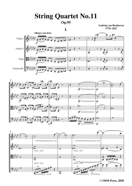 Beethoven-String Quartet No.11 in f minor,Op.95 image number null