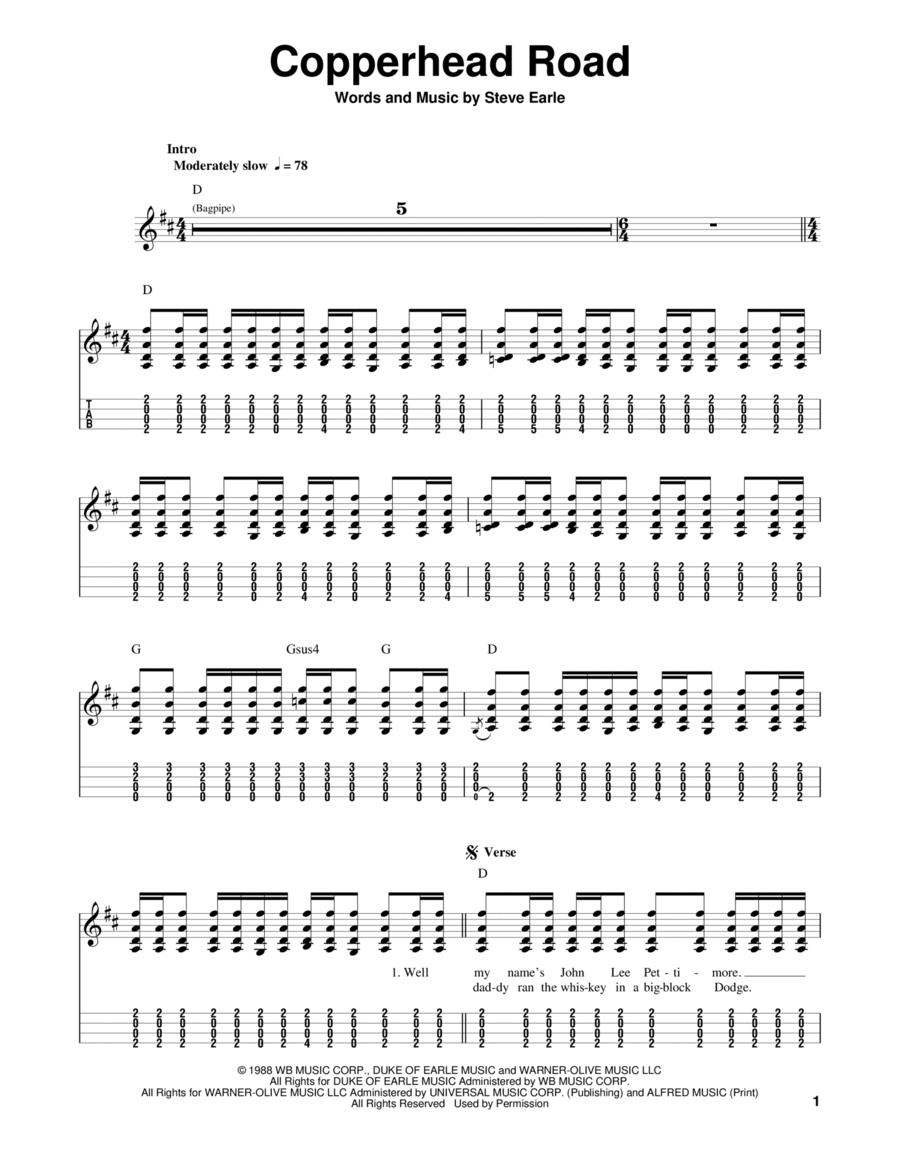 Copperhead Road Mandolin scores gallery preview page 1