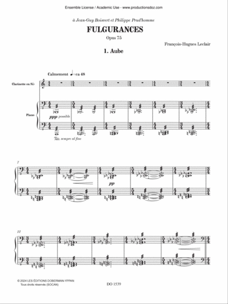 Fulgurances, opus 75 Clarinet Solo scores gallery preview page 3