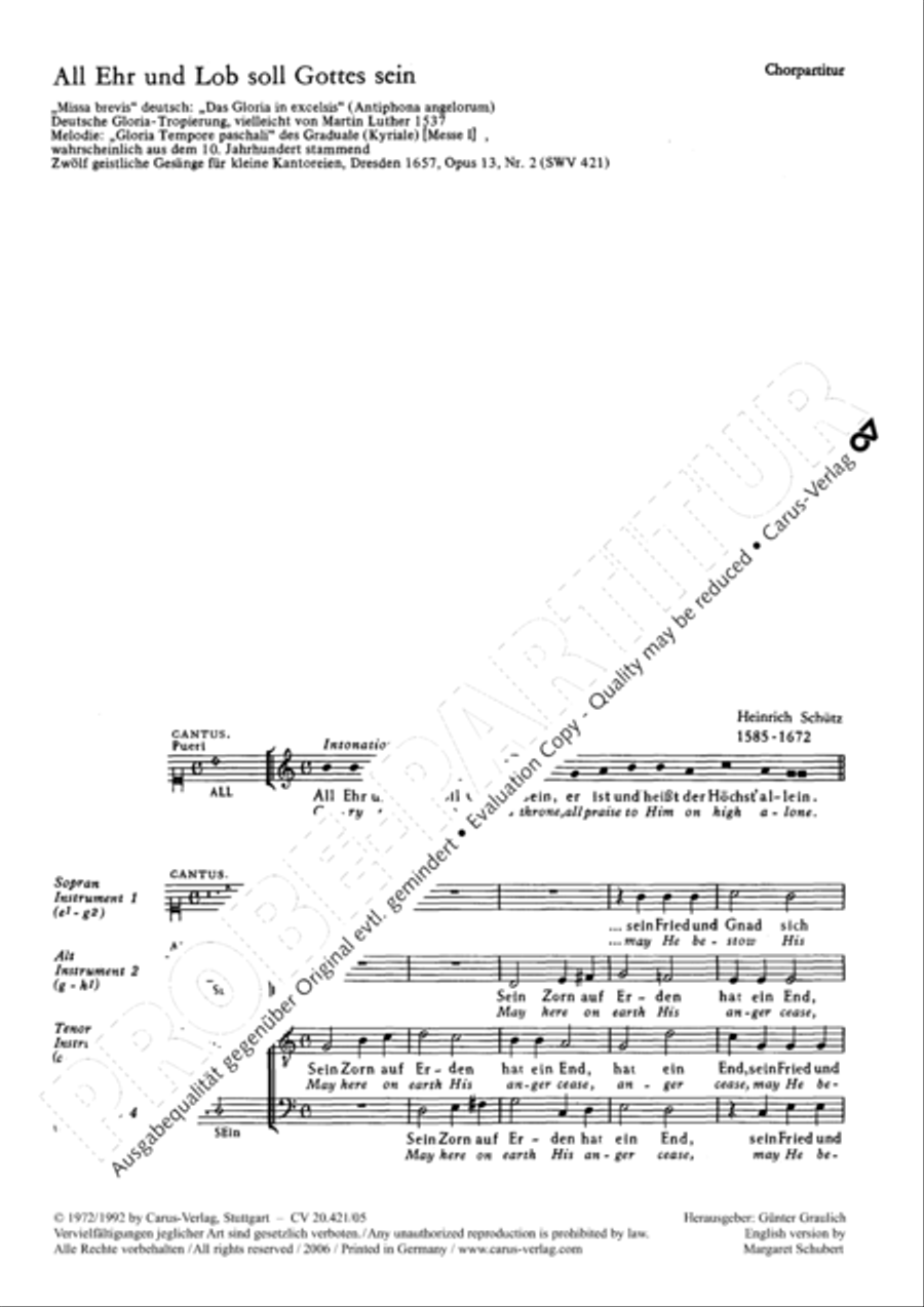 Glory to God upon his throne (All Ehr und Lob soll Gottes sein) 4-Part scores gallery preview page 2