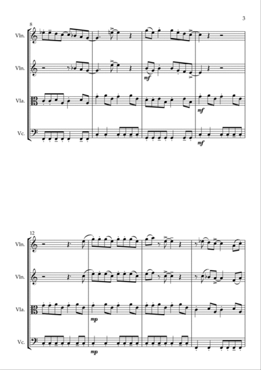 Rocking All Over The World String Quartet scores gallery preview page 3