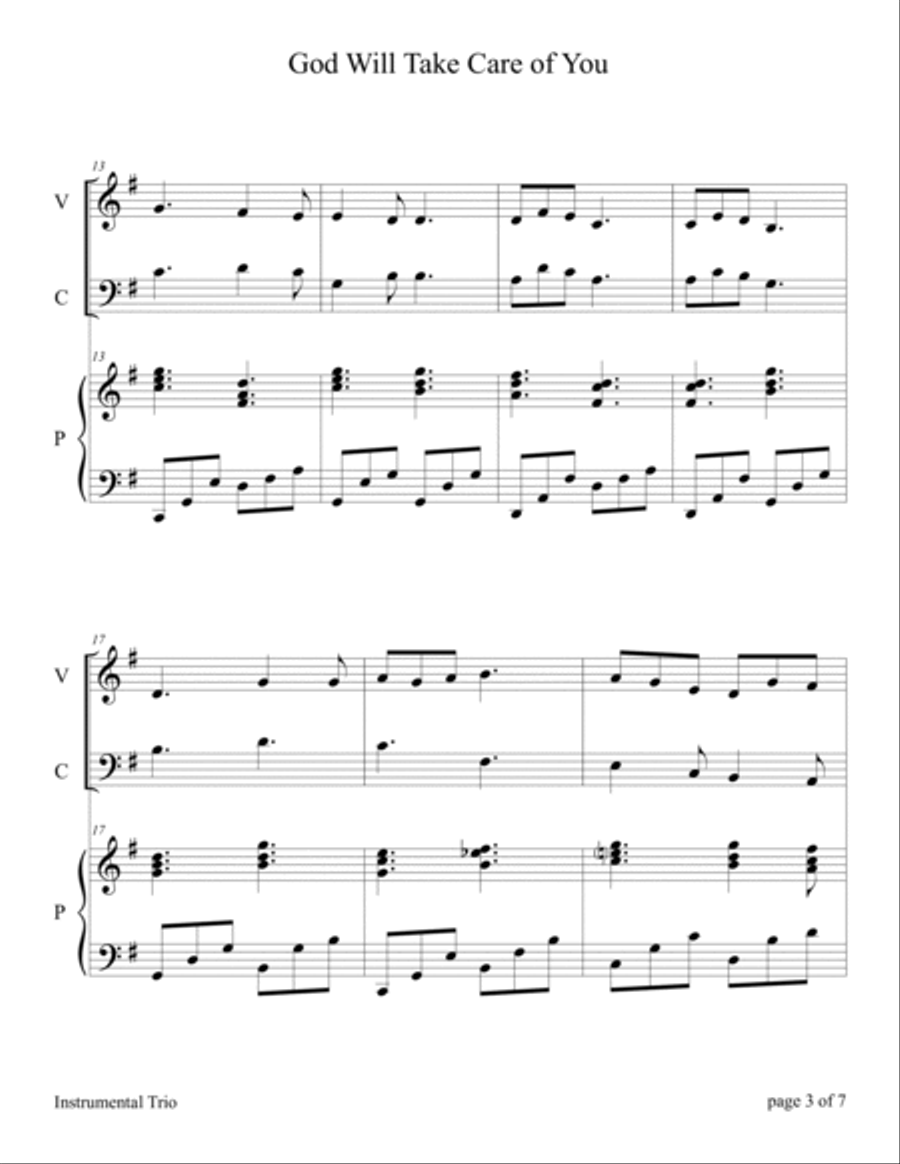 God Will Take Care of You (for Violin and Cello Duet with Piano Accompaniment) image number null