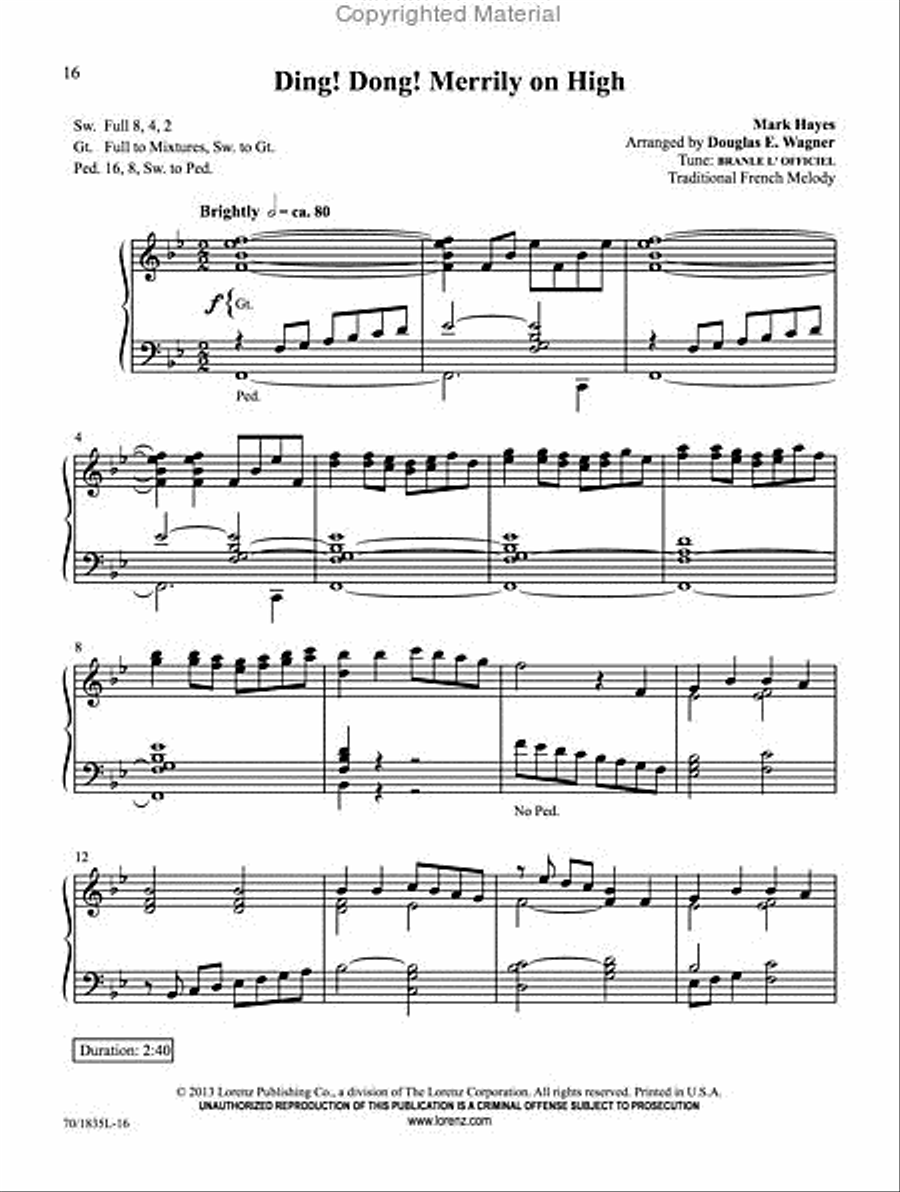 Mark Hayes: Carols for Organ Organ Solo scores gallery preview page 4