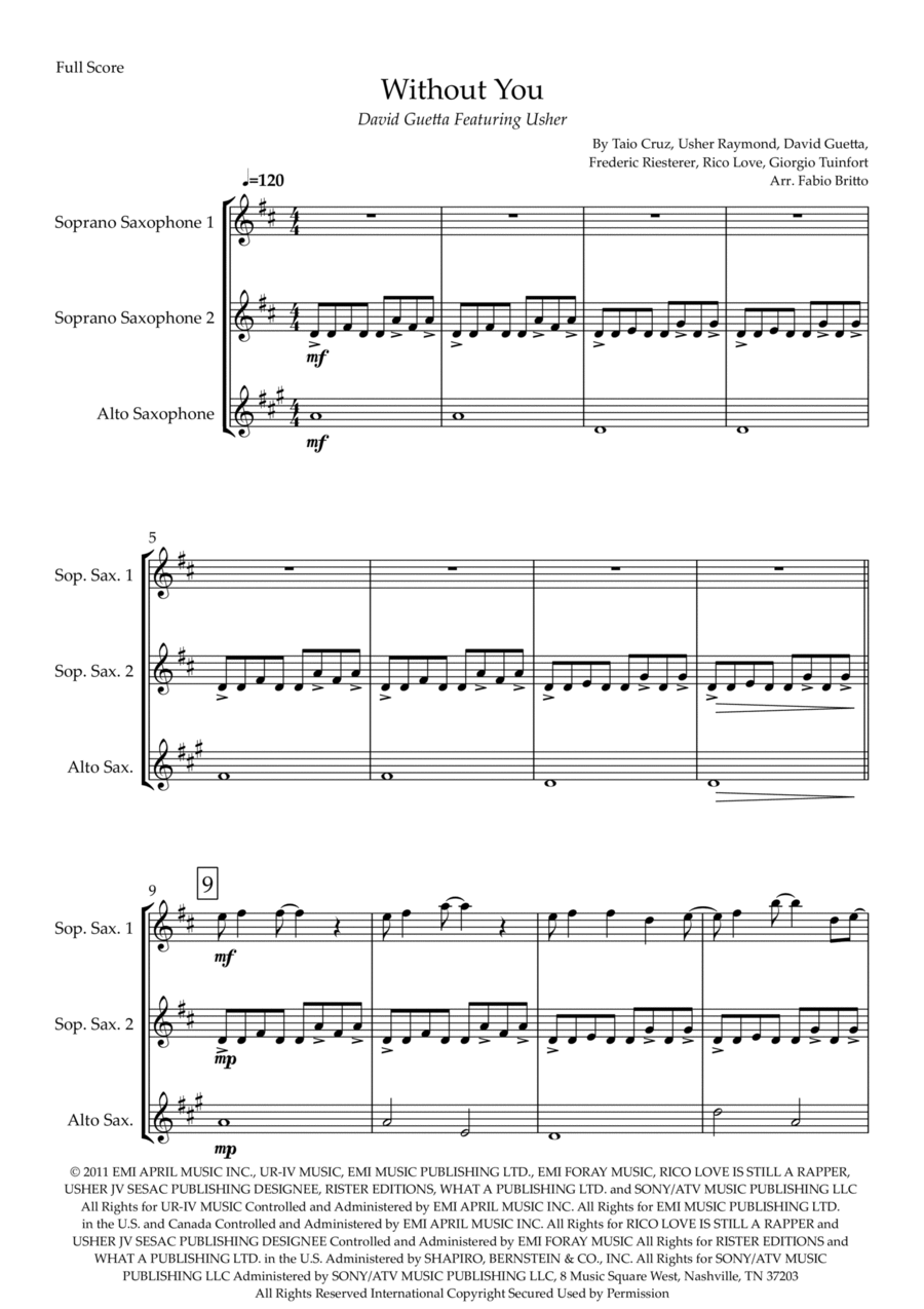 Without You Woodwind Trio scores gallery preview page 1