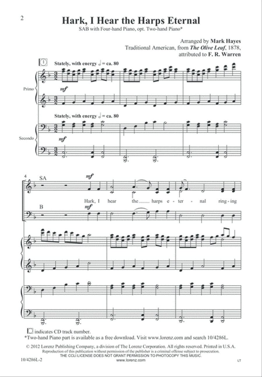 Hark, I Hear the Harps Eternal 3-Part scores gallery preview page 2