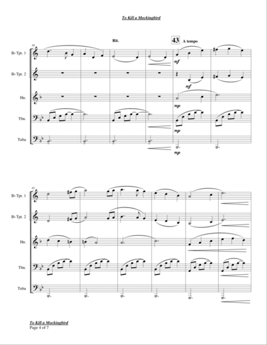 To Kill A Mockingbird - Main Title Chamber Music scores gallery preview page 4