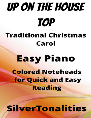 Up on the House Top Easy Piano Sheet Music with Colored Notation