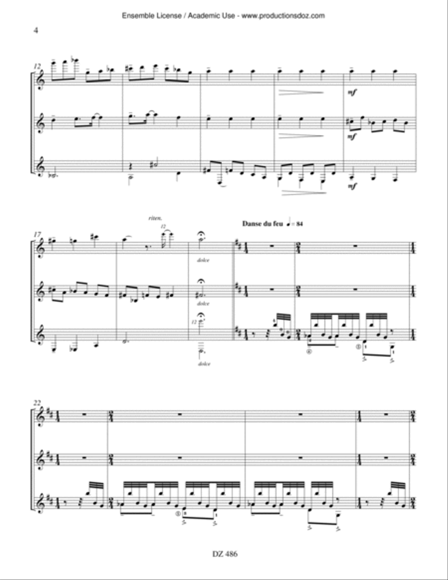 Vent arracheur d'âme, tu as choisi la nuit Guitar Ensemble scores gallery preview page 4