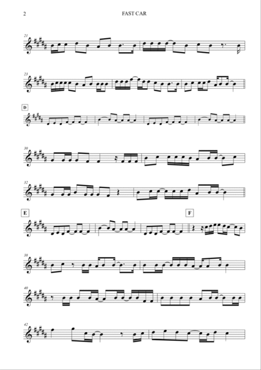 Fast Car B-Flat Trumpet scores gallery preview page 2