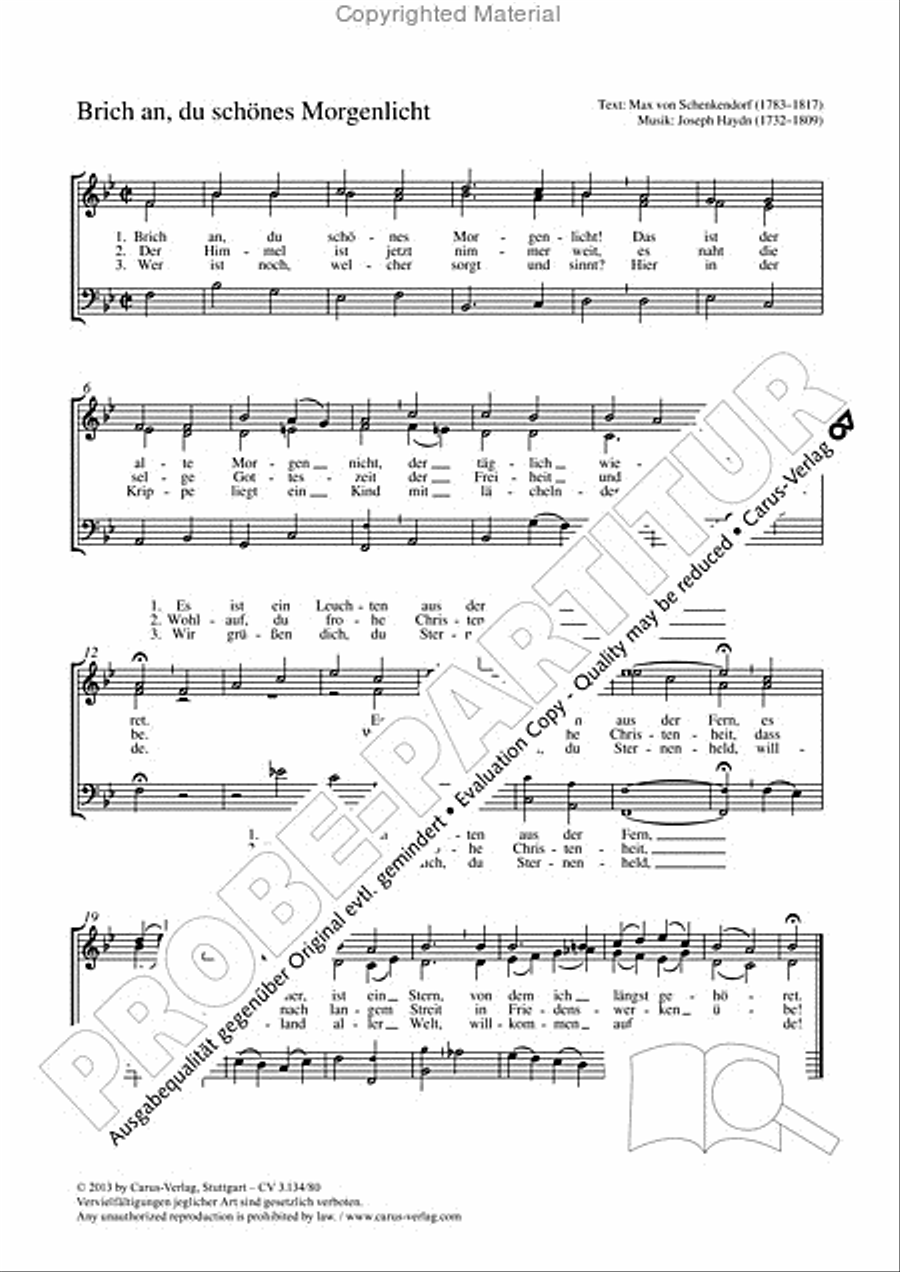 Break forth, O beauteous heav'nly light (Brich an, du schones Morgenlicht) 3-Part scores gallery preview page 2