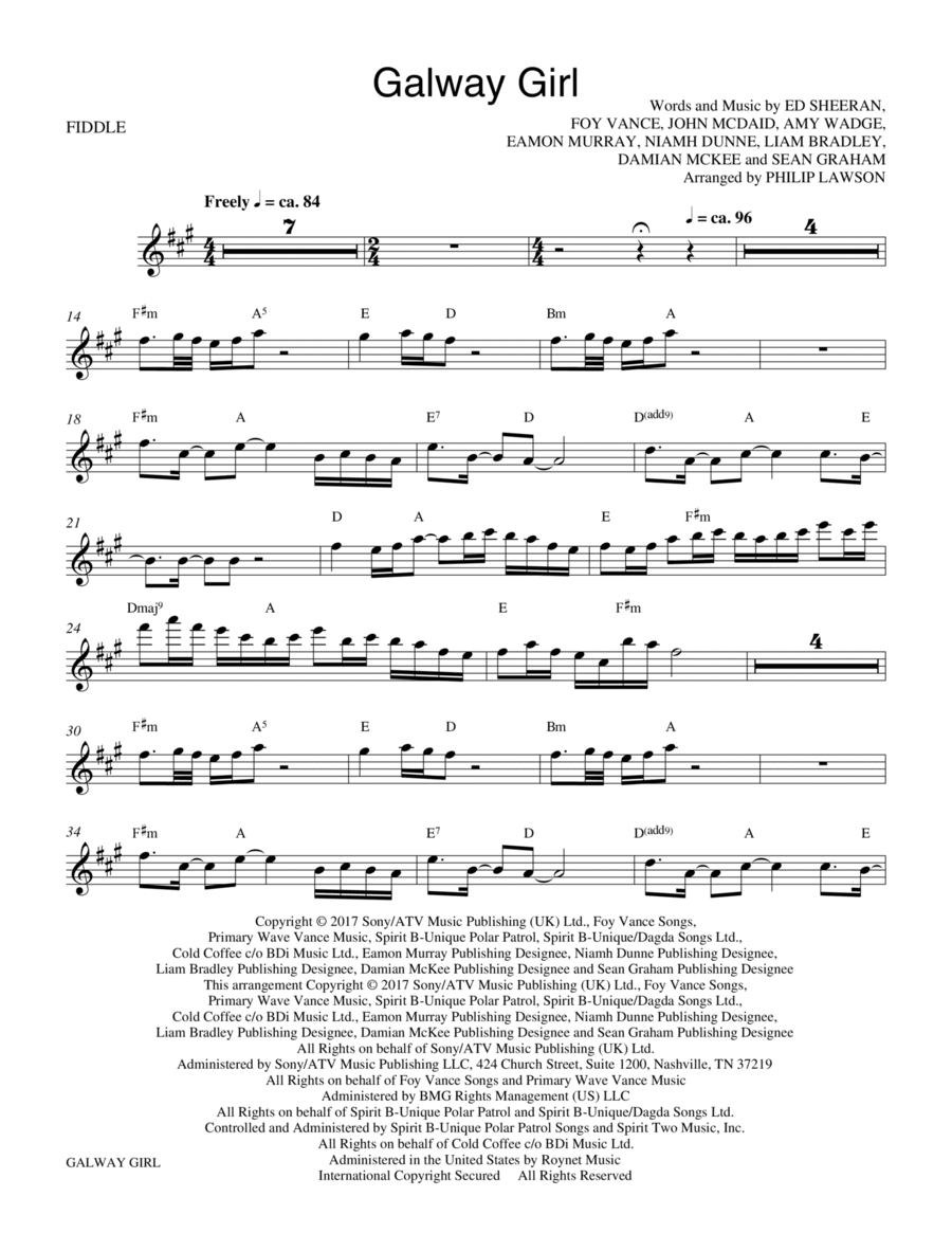 Galway Girl - Solo Violin Choir scores gallery preview page 1