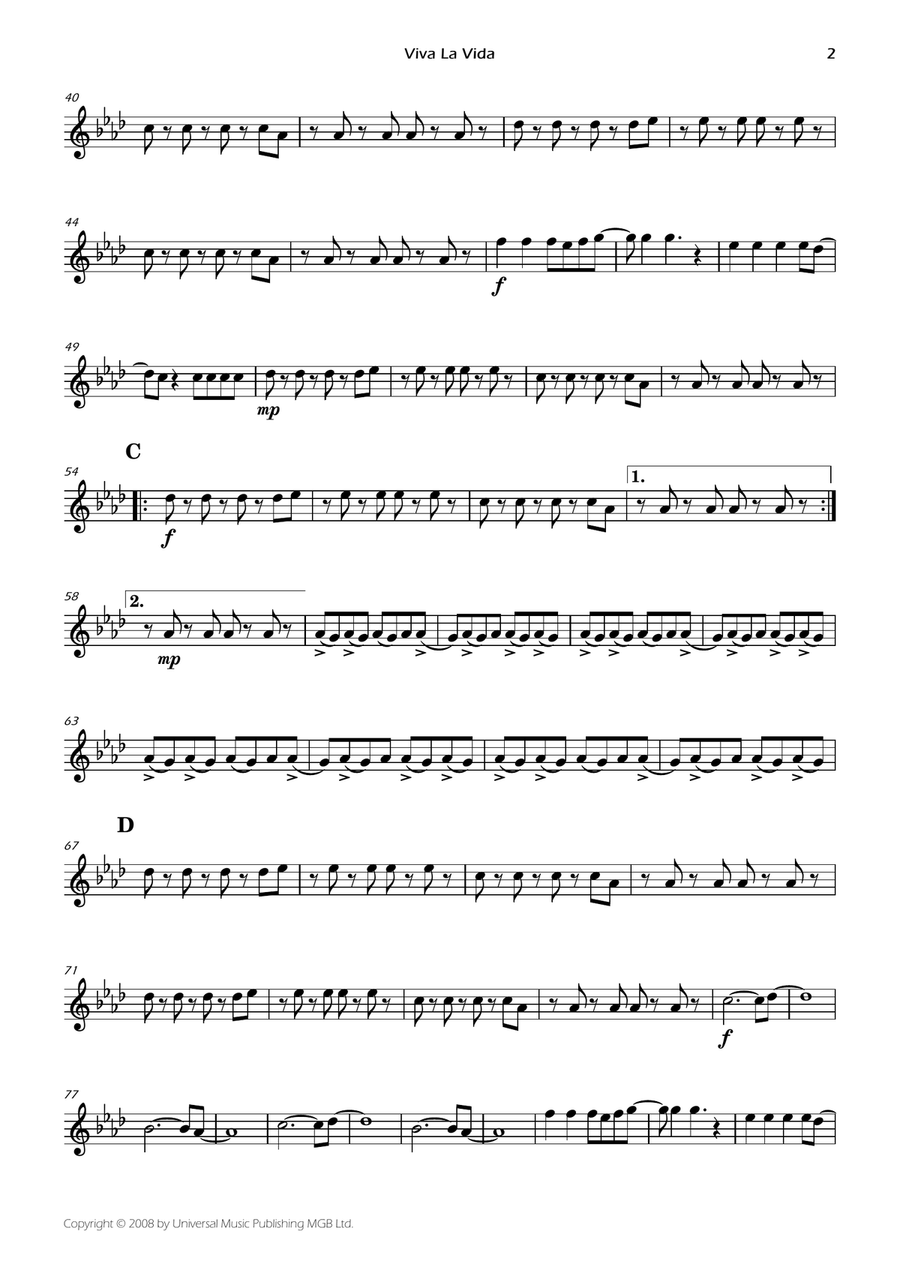 Viva La Vida Flute Quartet scores gallery preview page 4