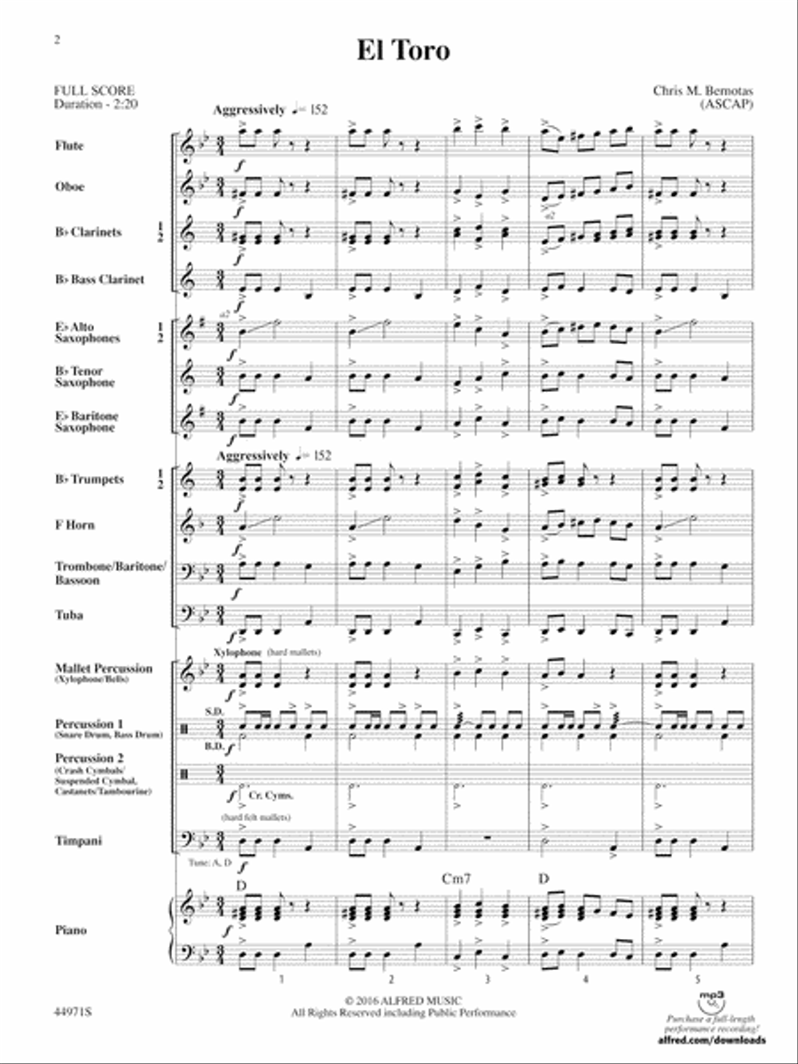 El Toro: Score Concert Band scores gallery preview page 2