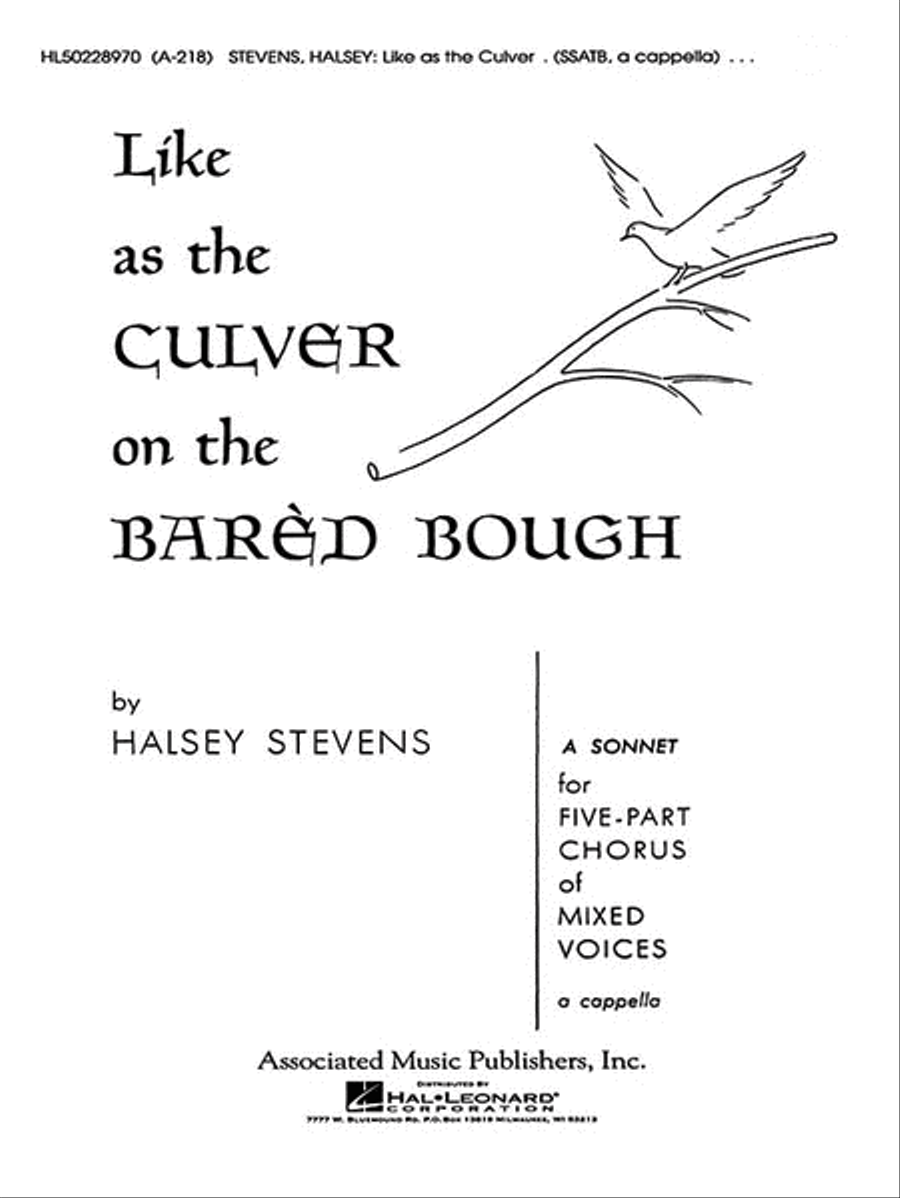 Like As The Culver On The Bared Bough A Cappella SSATB scores gallery preview page 1