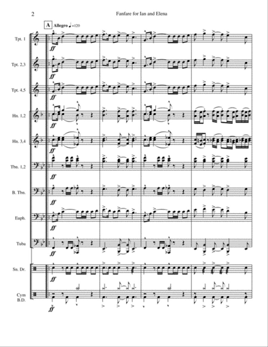 Fanfare for Ian and Elena Brass Ensemble scores gallery preview page 3
